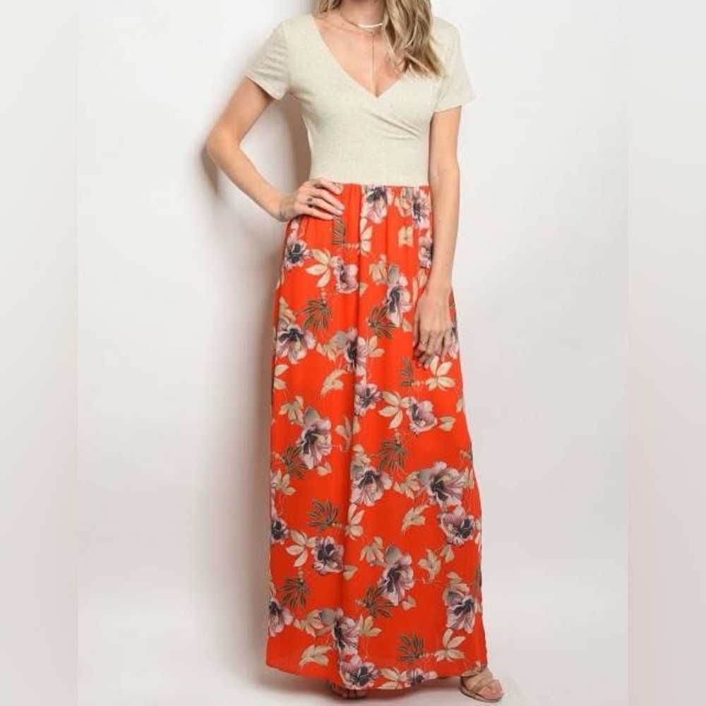 Floral Maxi Dress with Cream Top